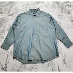 Regis Philbin Shirt Mens 17 32/33 Blue Iridescent Chambray Long Sleeve Office